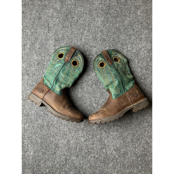 Womens Leather Rocky Legacy 32 Brown Teal Work Western Boots Size US 7 M